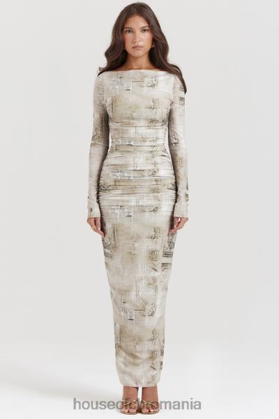 îmbrăcăminte House of CB rochie maxi lanetta pale sage imprimeu X4F68152