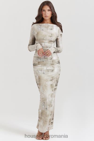 îmbrăcăminte House of CB rochie maxi lanetta pale sage imprimeu X4F68152