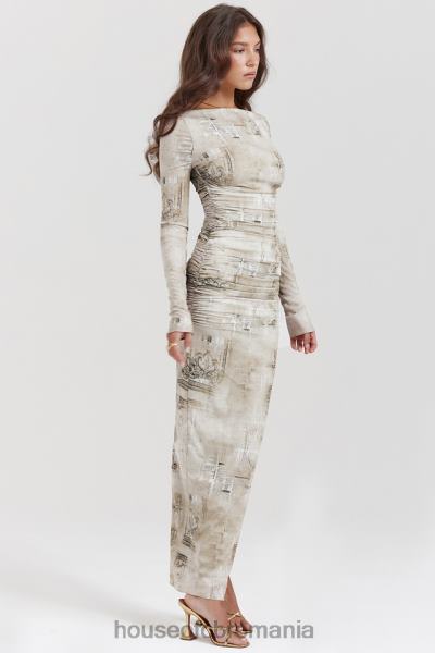 îmbrăcăminte House of CB rochie maxi lanetta pale sage imprimeu X4F68152