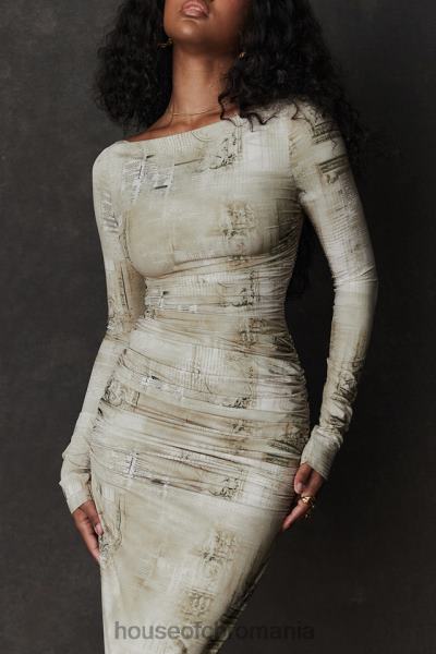 îmbrăcăminte House of CB rochie maxi lanetta pale sage imprimeu X4F68152