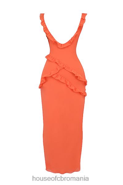 îmbrăcăminte House of CB rochie maxi pixie flame portocaliu cu volane X4F68191