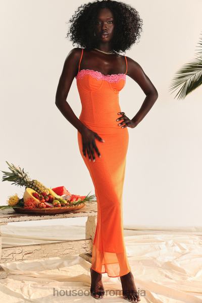 îmbrăcăminte House of CB rochie maxi portocalie flacara aiza X4F68192