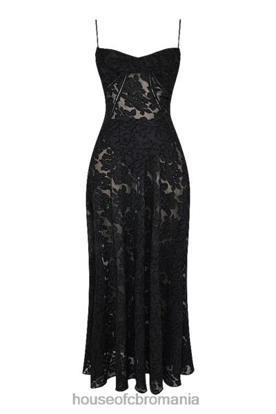 îmbrăcăminte House of CB rochie maxi seren neagra florala din dantela spate X4F68126