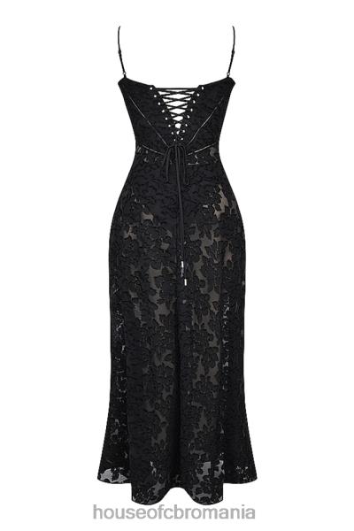 îmbrăcăminte House of CB rochie maxi seren neagra florala din dantela spate X4F68126