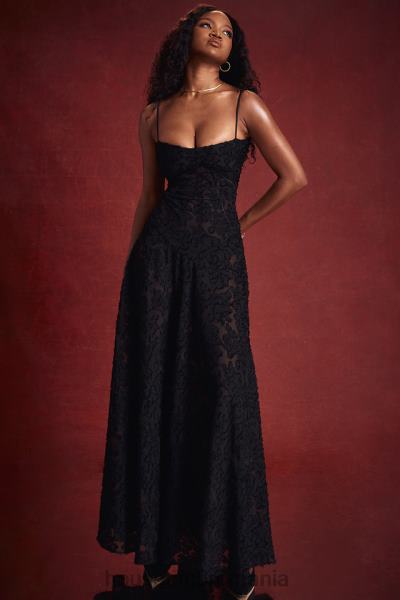 îmbrăcăminte House of CB rochie maxi seren neagra florala din dantela spate X4F68126
