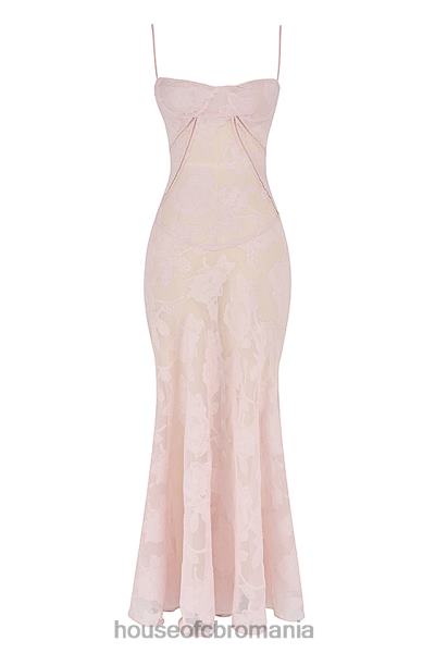 îmbrăcăminte House of CB rochie maxi seren roz moale din dantelă florală la spate X4F68366