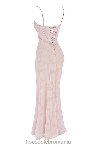 îmbrăcăminte House of CB rochie maxi seren roz moale din dantelă florală la spate X4F68366