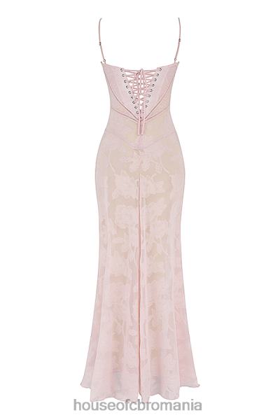 îmbrăcăminte House of CB rochie maxi seren roz moale din dantelă florală la spate X4F68366