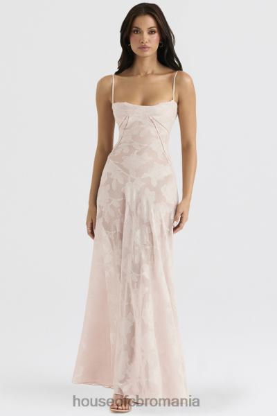 îmbrăcăminte House of CB rochie maxi seren roz moale din dantelă florală la spate X4F68366