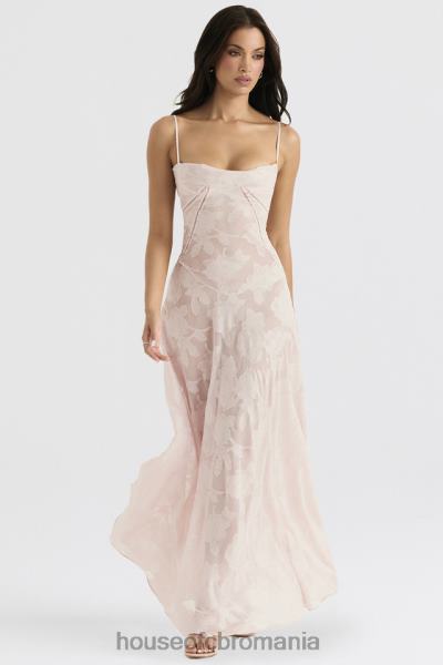 îmbrăcăminte House of CB rochie maxi seren roz moale din dantelă florală la spate X4F68366