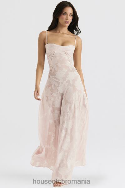 îmbrăcăminte House of CB rochie maxi seren roz moale din dantelă florală la spate X4F68366