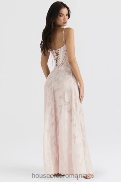 îmbrăcăminte House of CB rochie maxi seren roz moale din dantelă florală la spate X4F68366