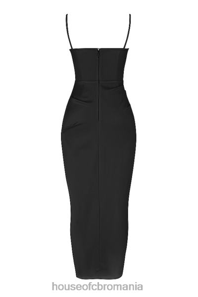 îmbrăcăminte House of CB Flora rochie midi corset plisat satin negru X4F68517