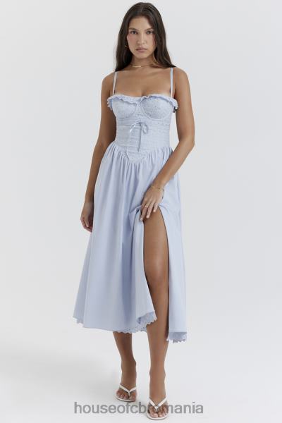 îmbrăcăminte House of CB Jaime soft blue broderie anglais rochie de soare midi X4F68213