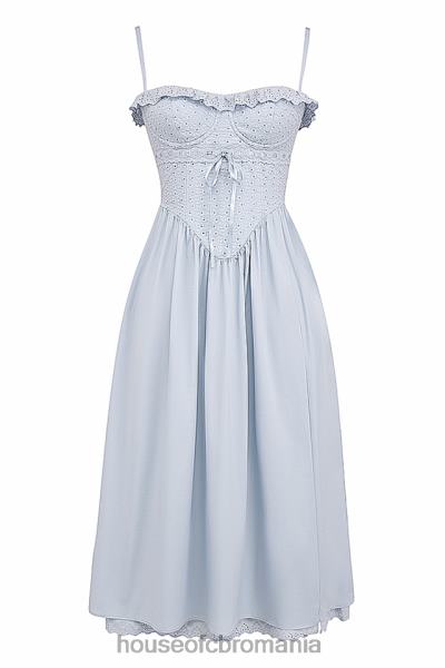 îmbrăcăminte House of CB Jaime soft blue broderie anglais rochie de soare midi X4F68213