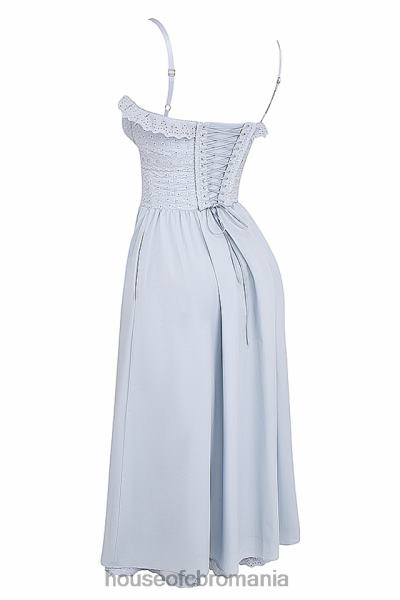 îmbrăcăminte House of CB Jaime soft blue broderie anglais rochie de soare midi X4F68213
