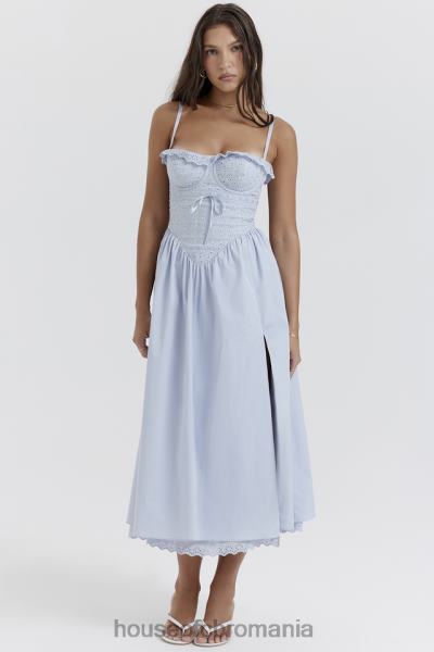 îmbrăcăminte House of CB Jaime soft blue broderie anglais rochie de soare midi X4F68213