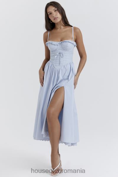 îmbrăcăminte House of CB Jaime soft blue broderie anglais rochie de soare midi X4F68213