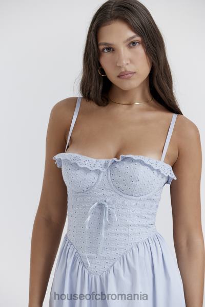 îmbrăcăminte House of CB Jaime soft blue broderie anglais rochie de soare midi X4F68213