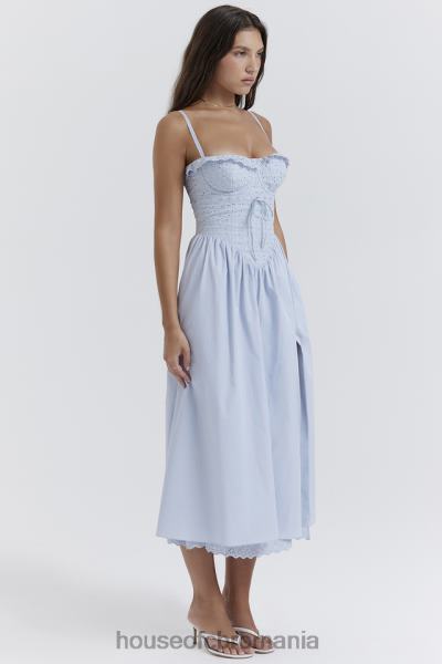 îmbrăcăminte House of CB Jaime soft blue broderie anglais rochie de soare midi X4F68213