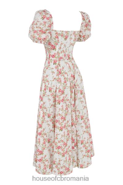 îmbrăcăminte House of CB Rochie de soare midi cu mâneci bufante cu imprimeu tallulah rose X4F68427