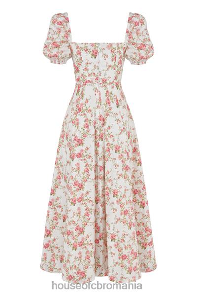 îmbrăcăminte House of CB Rochie de soare midi cu mâneci bufante cu imprimeu tallulah rose X4F68427