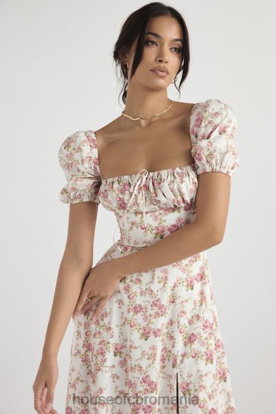 îmbrăcăminte House of CB Rochie de soare midi cu mâneci bufante cu imprimeu tallulah rose X4F68427