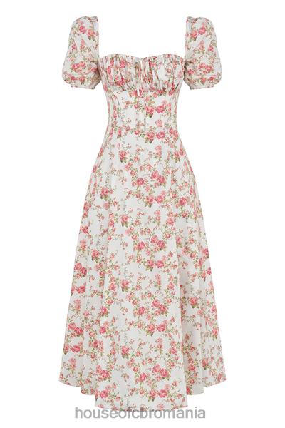 îmbrăcăminte House of CB Rochie de soare midi cu mâneci bufante cu imprimeu tallulah rose X4F68427