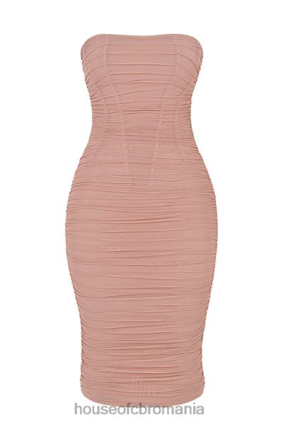 îmbrăcăminte House of CB julianna blush rochie midi fără bretele cu volan X4F68481