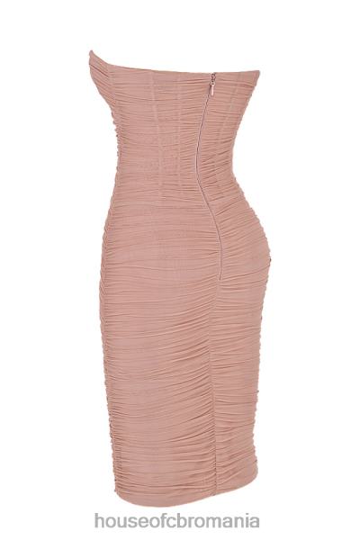 îmbrăcăminte House of CB julianna blush rochie midi fără bretele cu volan X4F68481