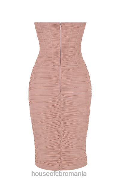îmbrăcăminte House of CB julianna blush rochie midi fără bretele cu volan X4F68481