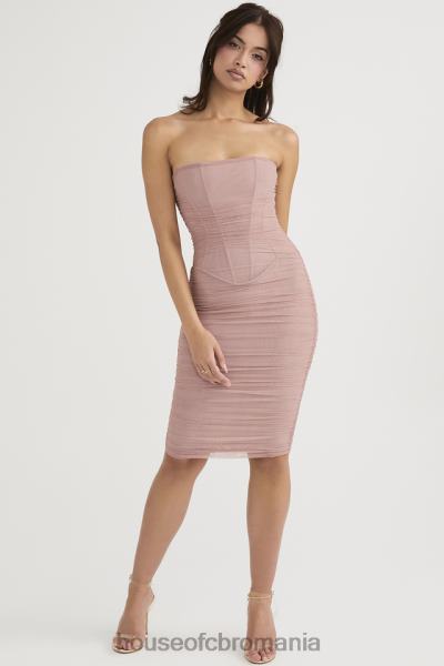 îmbrăcăminte House of CB julianna blush rochie midi fără bretele cu volan X4F68481