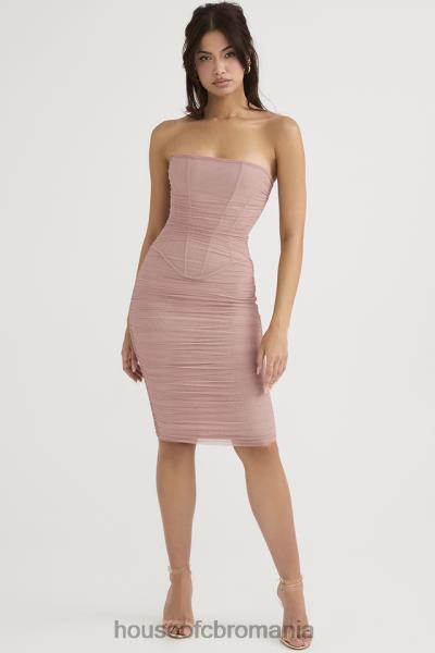îmbrăcăminte House of CB julianna blush rochie midi fără bretele cu volan X4F68481