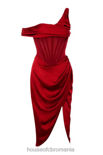îmbrăcăminte House of CB rochie corset midi cu drapaj asimetric rosie lulu X4F68587