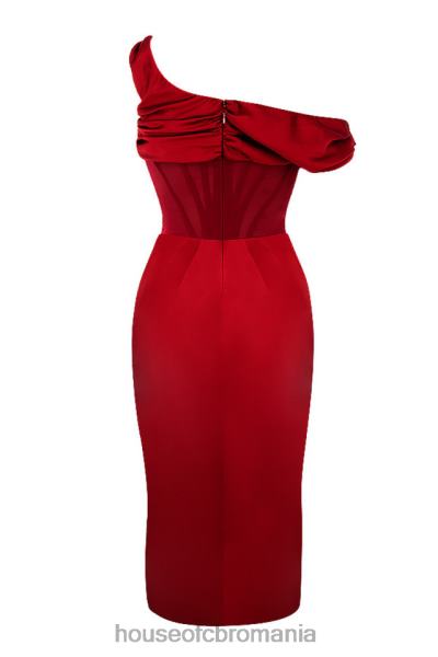 îmbrăcăminte House of CB rochie corset midi cu drapaj asimetric rosie lulu X4F68587