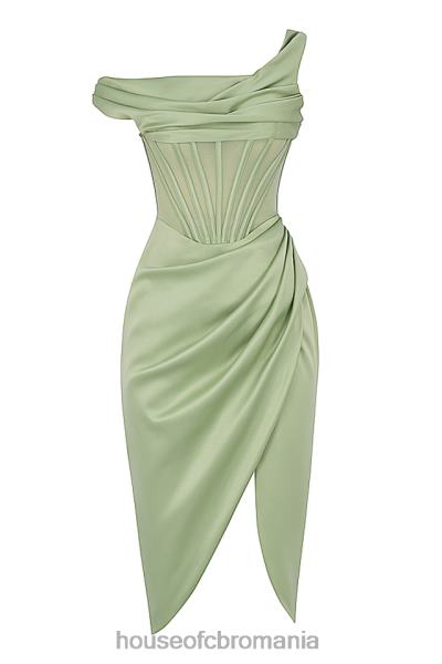 îmbrăcăminte House of CB rochie corset midi drapaj asimetric lulu pistachio X4F68559