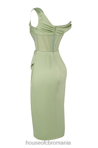 îmbrăcăminte House of CB rochie corset midi drapaj asimetric lulu pistachio X4F68559