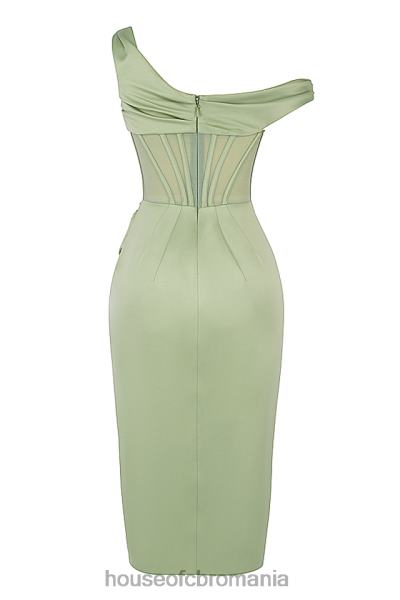 îmbrăcăminte House of CB rochie corset midi drapaj asimetric lulu pistachio X4F68559
