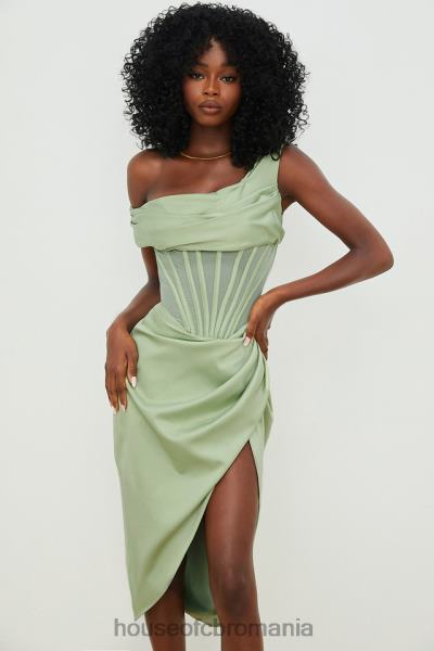 îmbrăcăminte House of CB rochie corset midi drapaj asimetric lulu pistachio X4F68559