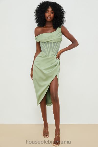 îmbrăcăminte House of CB rochie corset midi drapaj asimetric lulu pistachio X4F68559