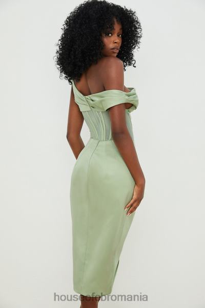 îmbrăcăminte House of CB rochie corset midi drapaj asimetric lulu pistachio X4F68559