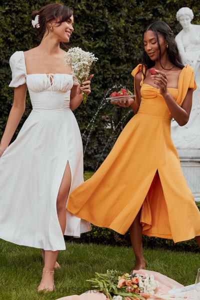 îmbrăcăminte House of CB rochie de soare midi alicia tangerine X4F68464
