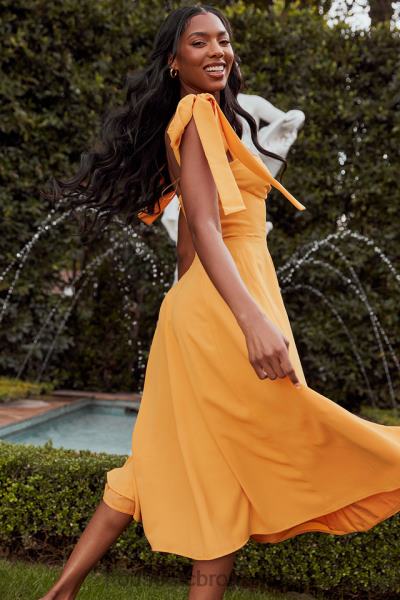 îmbrăcăminte House of CB rochie de soare midi alicia tangerine X4F68464