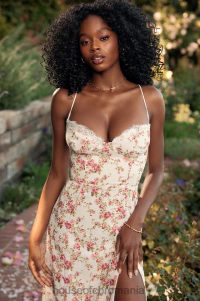 îmbrăcăminte House of CB rochie de soare midi corset cu imprimeu charlotte rose X4F68431