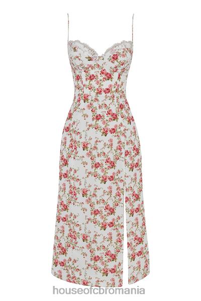 îmbrăcăminte House of CB rochie de soare midi corset cu imprimeu charlotte rose X4F68431