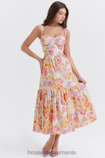 îmbrăcăminte House of CB rochie de soare midi cu flori elia ivory X4F68257