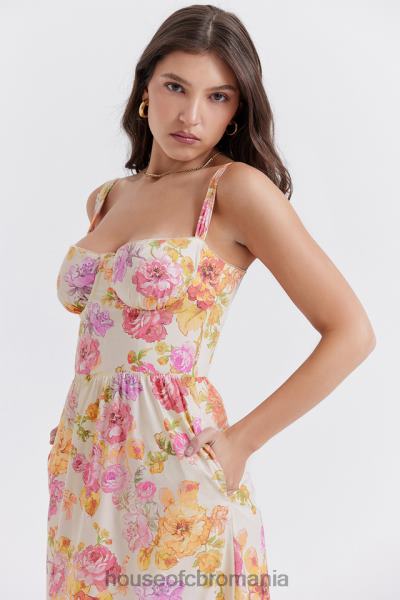îmbrăcăminte House of CB rochie de soare midi cu flori elia ivory X4F68257