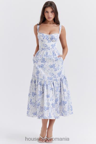 îmbrăcăminte House of CB rochie de soare midi cu imprimeu albastru elia X4F68264