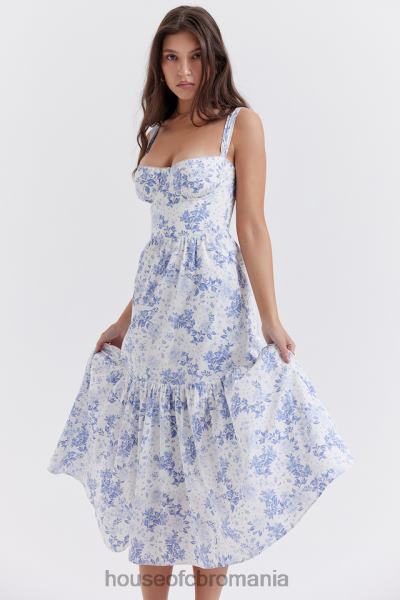îmbrăcăminte House of CB rochie de soare midi cu imprimeu albastru elia X4F68264