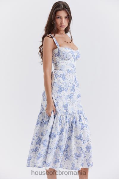 îmbrăcăminte House of CB rochie de soare midi cu imprimeu albastru elia X4F68264